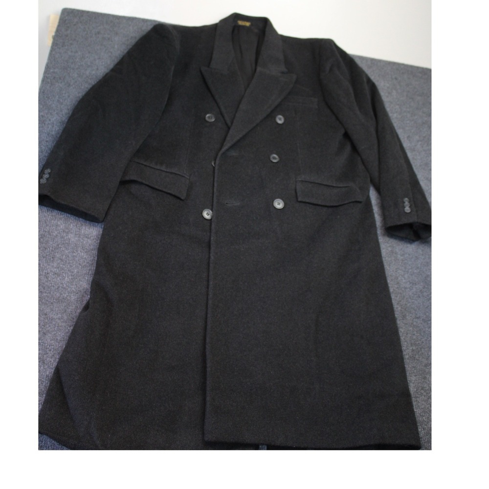 Roberto Vasalli Mens Cashmere Blend Double Breasted Overcoat Black Hungary
